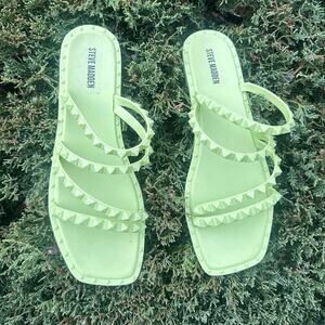 Steve Madden Women's Skyler Slip Toe Flat Sandals Size 10 Lime Green
